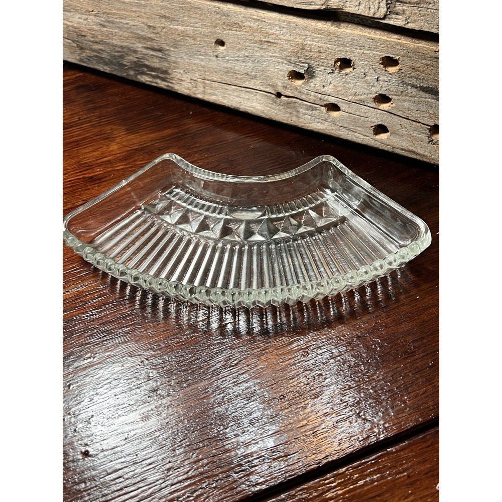 Kromex Lazy Susan REPLACEMENT Curved Clear Glass Insert Section Relish Tray Dish